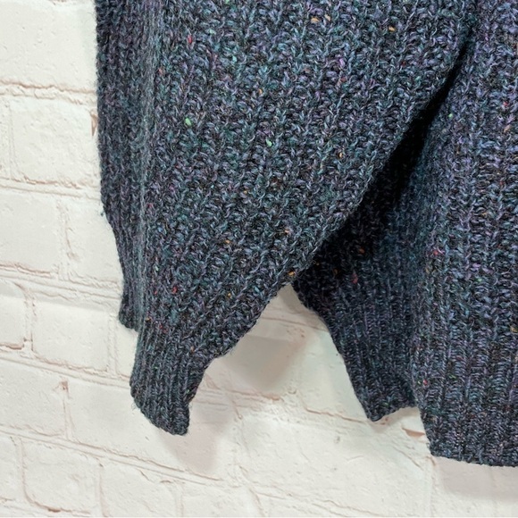 Vintage Italian Wool Sweater Mens Medium Blue Patchwork Cable Knit 90s - Picture 12 of 13